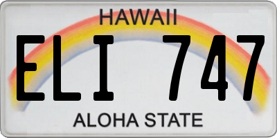 HI license plate ELI747