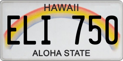HI license plate ELI750