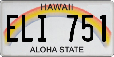 HI license plate ELI751