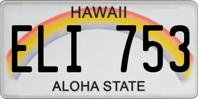 HI license plate ELI753