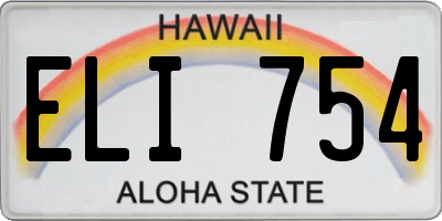 HI license plate ELI754