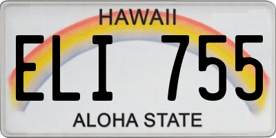 HI license plate ELI755