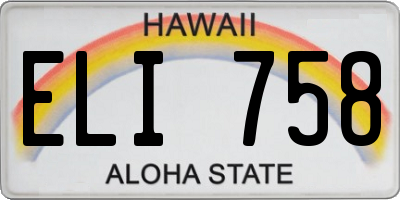 HI license plate ELI758
