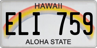HI license plate ELI759