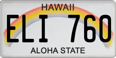 HI license plate ELI760