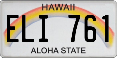 HI license plate ELI761