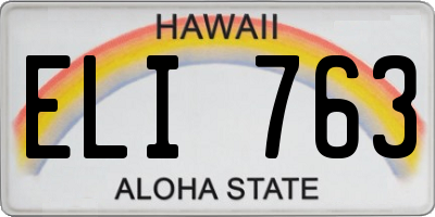 HI license plate ELI763