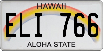 HI license plate ELI766