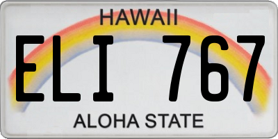 HI license plate ELI767