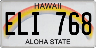 HI license plate ELI768