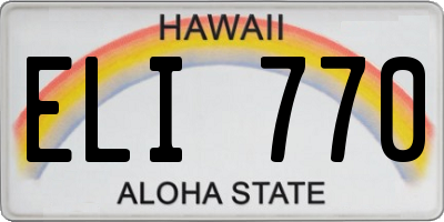 HI license plate ELI770