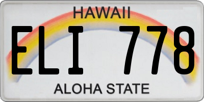 HI license plate ELI778