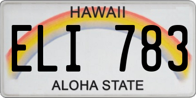 HI license plate ELI783