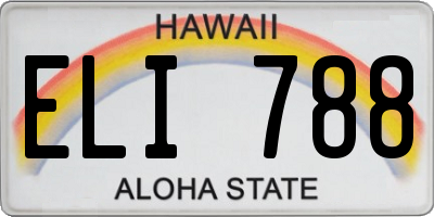 HI license plate ELI788