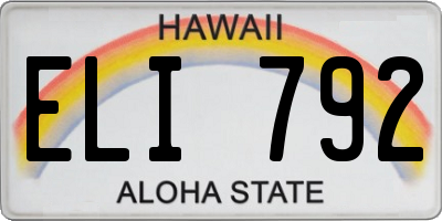 HI license plate ELI792
