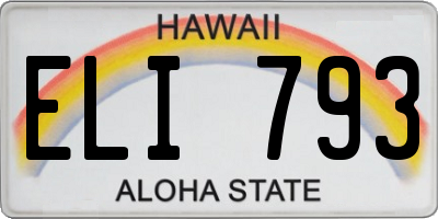 HI license plate ELI793