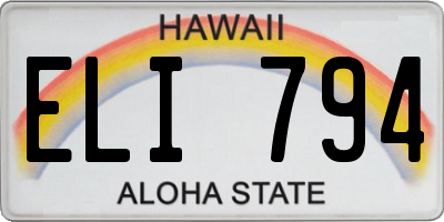 HI license plate ELI794