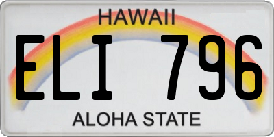 HI license plate ELI796
