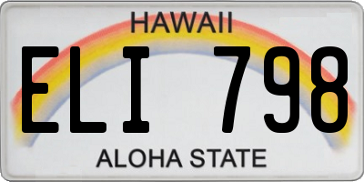 HI license plate ELI798