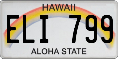 HI license plate ELI799