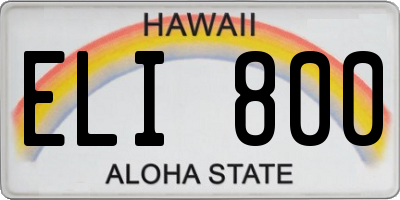 HI license plate ELI800