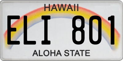 HI license plate ELI801