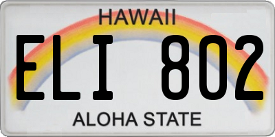 HI license plate ELI802