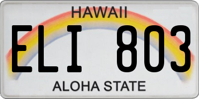 HI license plate ELI803