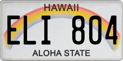 HI license plate ELI804