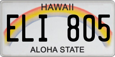 HI license plate ELI805