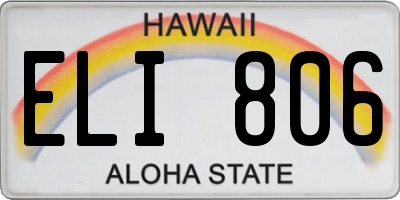 HI license plate ELI806