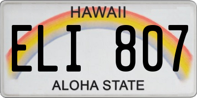 HI license plate ELI807