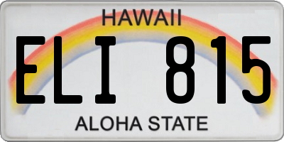 HI license plate ELI815