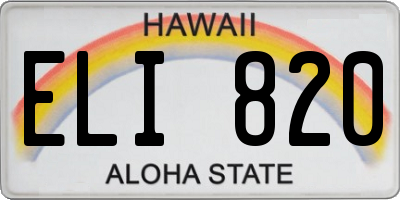 HI license plate ELI820