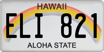 HI license plate ELI821