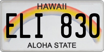 HI license plate ELI830