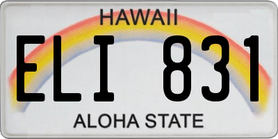HI license plate ELI831
