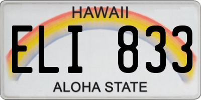 HI license plate ELI833