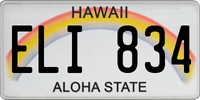 HI license plate ELI834