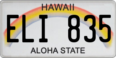 HI license plate ELI835
