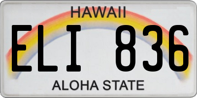 HI license plate ELI836