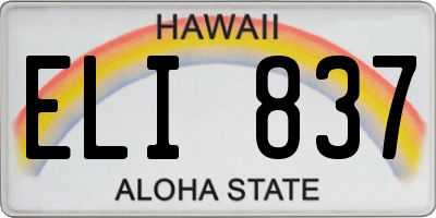 HI license plate ELI837