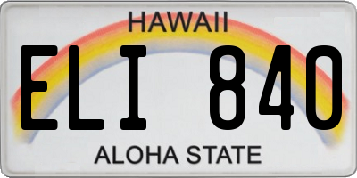 HI license plate ELI840
