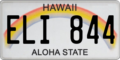 HI license plate ELI844