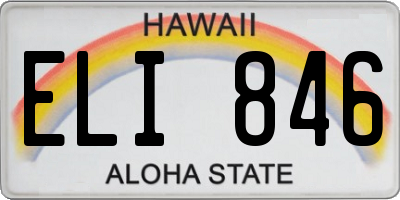 HI license plate ELI846