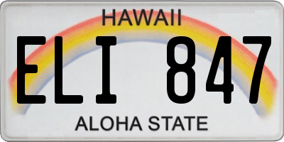 HI license plate ELI847