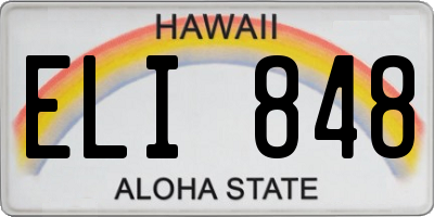 HI license plate ELI848