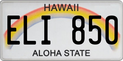 HI license plate ELI850