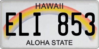 HI license plate ELI853