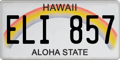 HI license plate ELI857